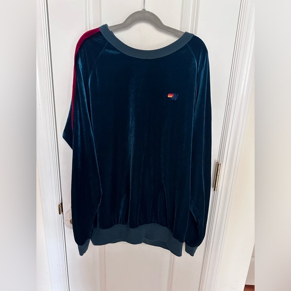 🌈AVIATOR NATION🌈 VINTAGE CLASSIC VELVET RELAXED SWEATSHIRT - VINTAGE BLUE - Picture 3 of 6